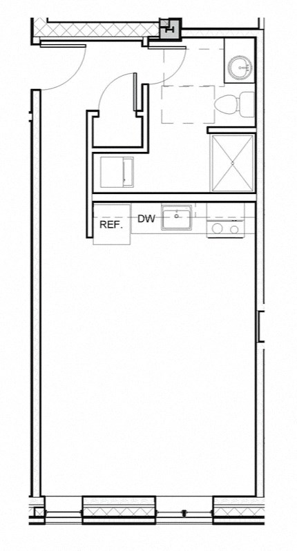 Floor plan for studio, 1 bath, 467 sqft